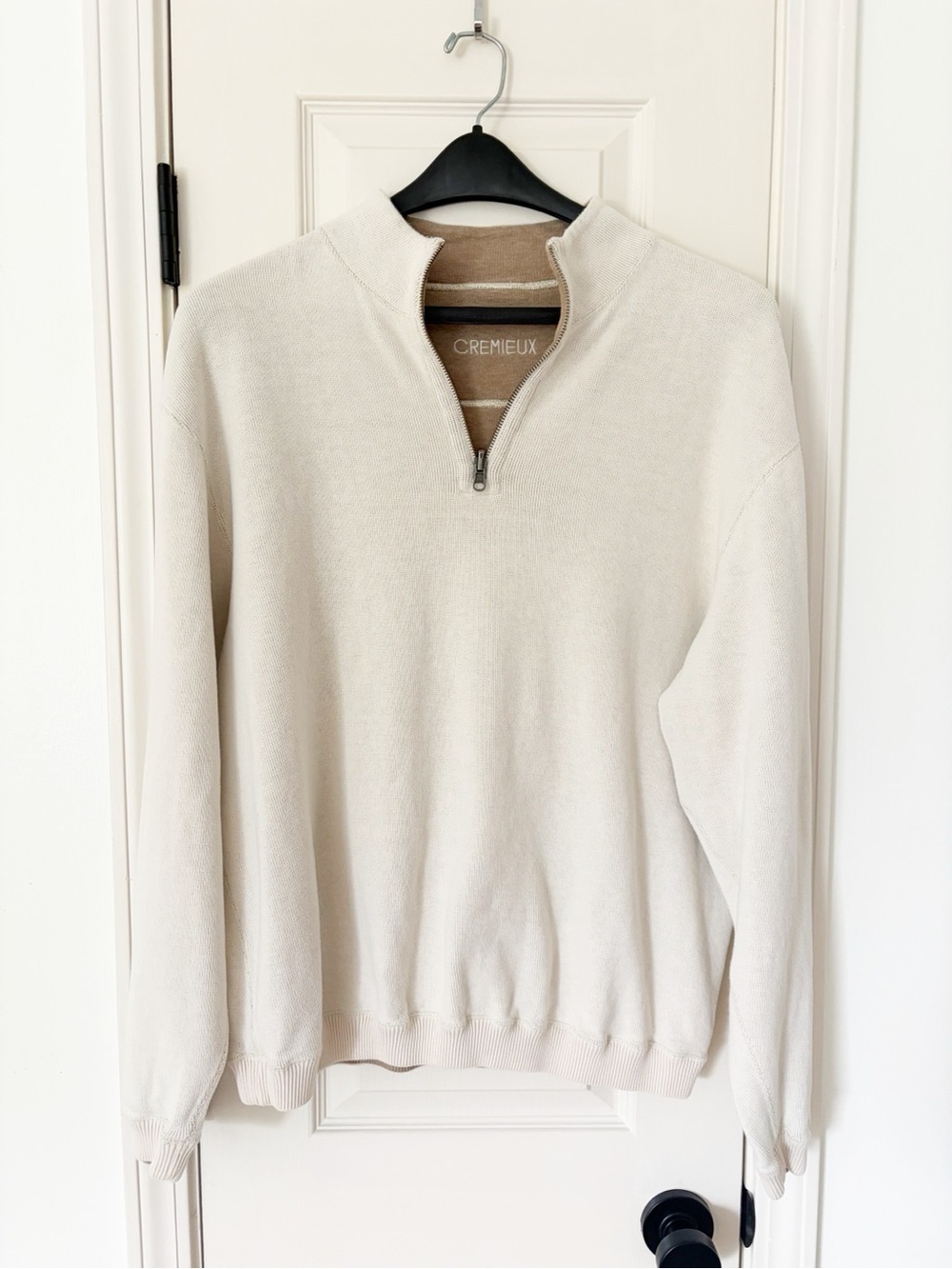Daniel Cremieux Men's Quarter-Zip Cream Sweater XL